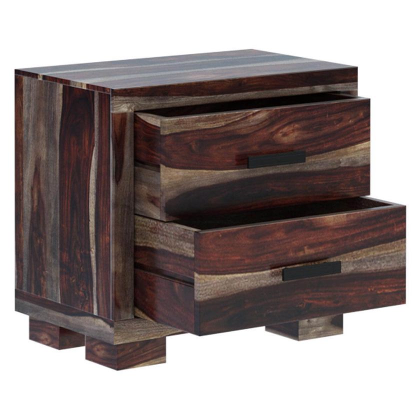 Virginia Modern Handcrafted Solid Wood 2 Drawer Nightstand