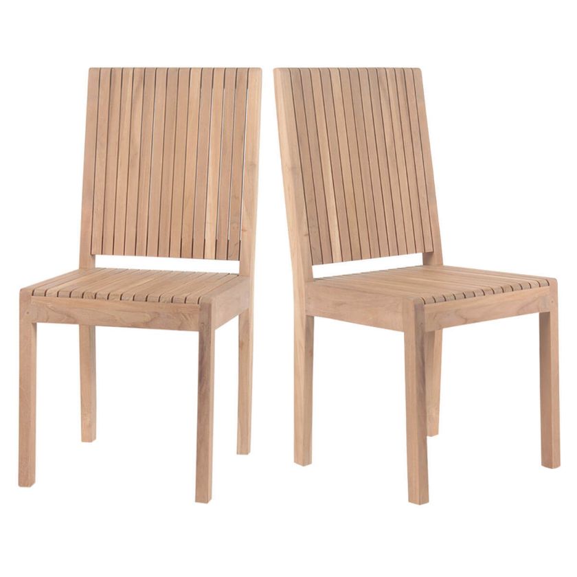 Picture of Ottoville Teak Slatted Dining Chair Set of 2