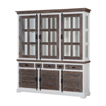 Picture of Danville Louvered Door Rustic Kitchen Pantry Cabinet with Drawers