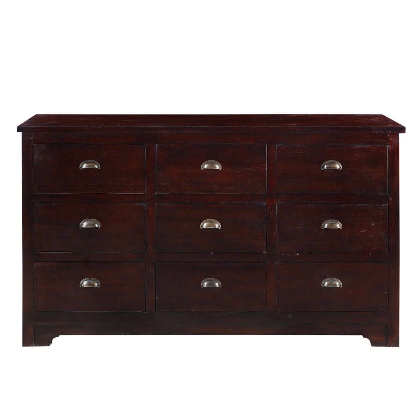 Octa Stylish Handcrafted Solid Wood 9 Drawer Triple Dresser