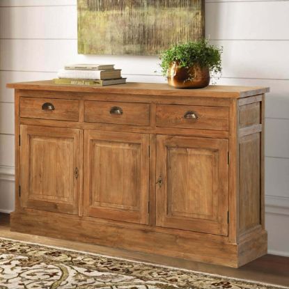 Willshire Rustic Solid Wood 3 Drawer Large Sideboard Cabinet.