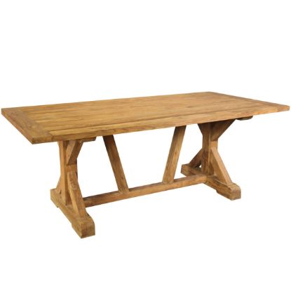 Picture of Fulton Teak Wood Rustic Farmhouse Outdoor Dining Table