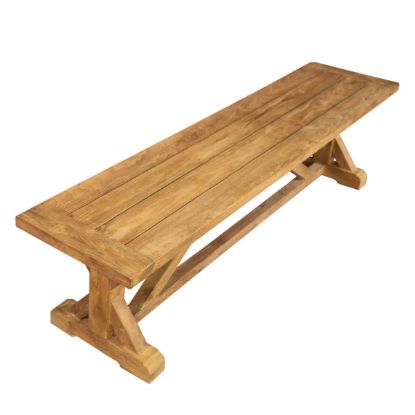 Picture of Fulton Stylish Teak Wood Trestle Base Dining Bench