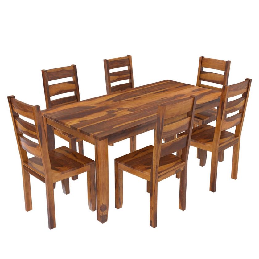 Cariboo Contemporary Rustic Solid Wood Dining Table and Chair Set