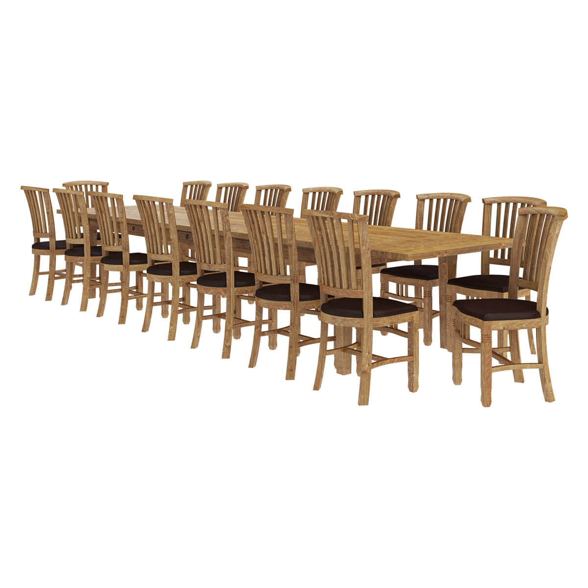 Brussels Teak Wood Large Extendable Dining Table For 16 People