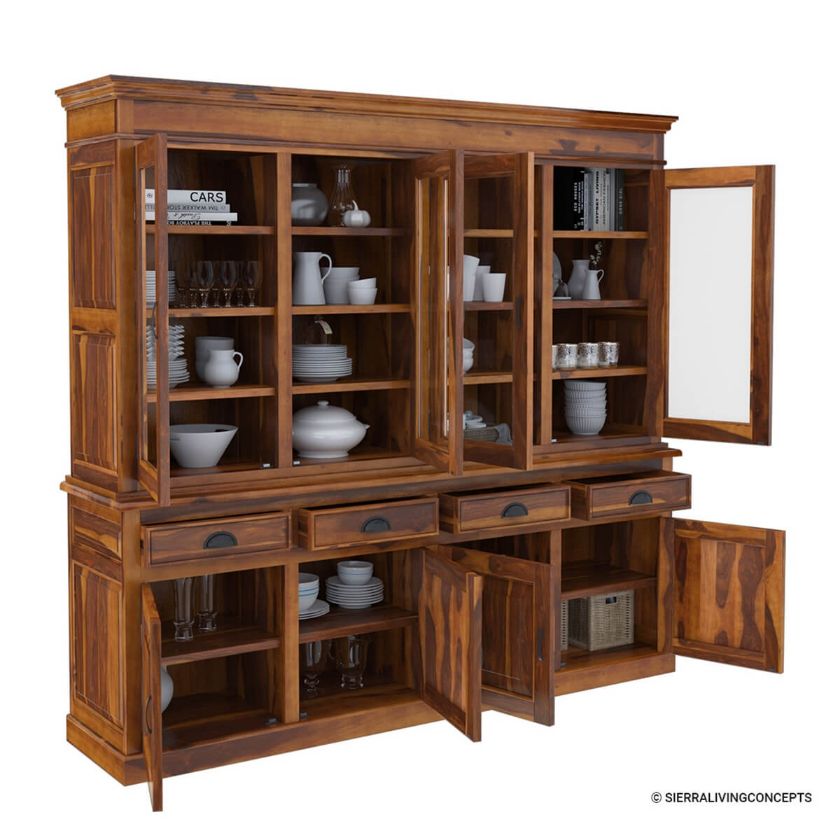 0396903 Cariboo Contemporary Rustic Solid Wood Dining Room Large Buffet Hutch 840 