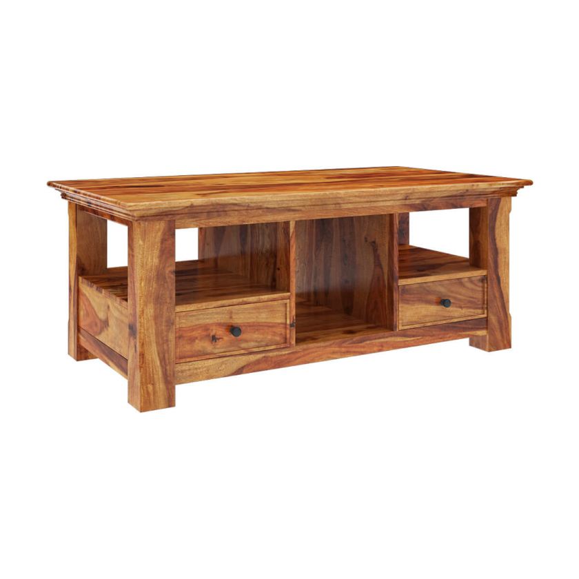 Priscus Midcentury Solid Wood 3 Piece Coffee Table Set With Drawers