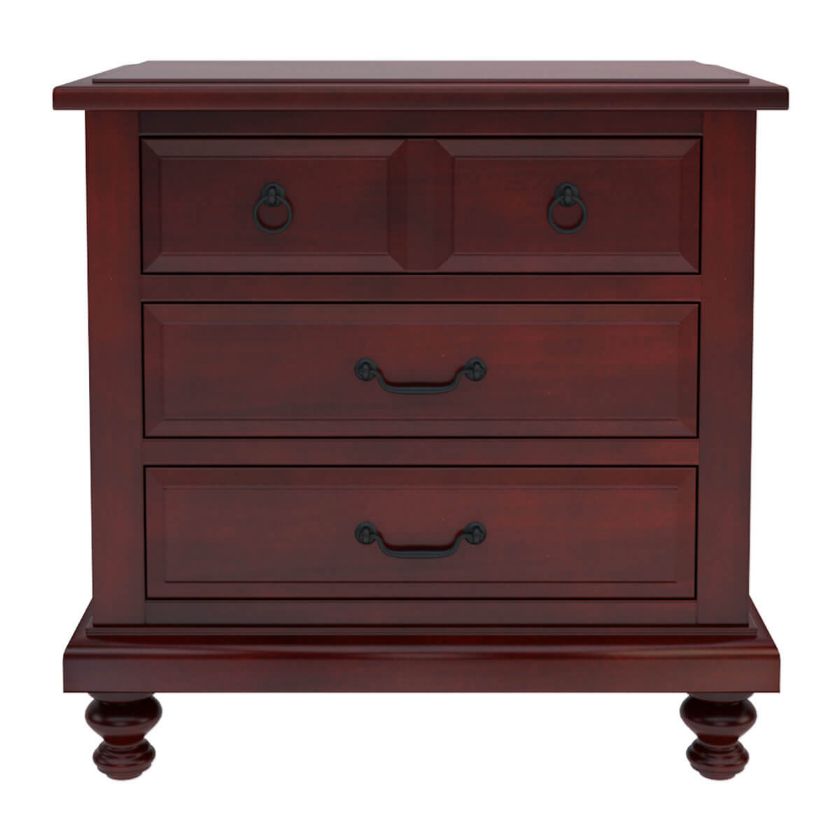 Iowa Traditional Style Mahogany Wood 3 Drawer Nightstand