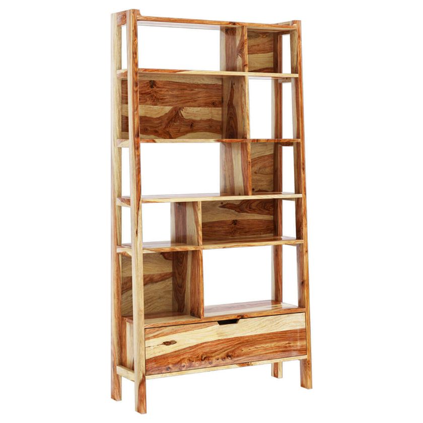 Alta Solid Wood Leaning Ladder Bookshelf.