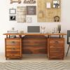Picture of Hondah Rustic 70 Inch Large Home Office Solid Wood Desk with Drawers