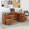 Picture of Hondah Rustic 70 Inch Large Home Office Solid Wood Desk with Drawers