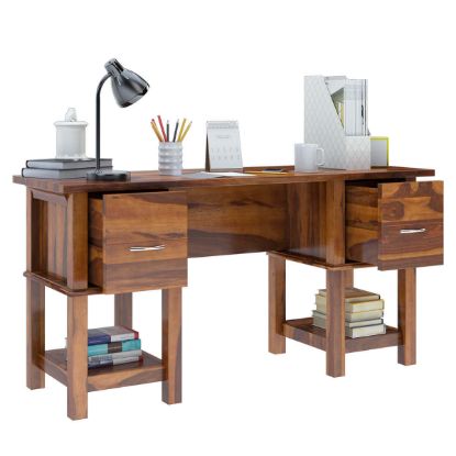 Real Solid Wood Desks For Home Office - Wooden Desks with Drawers.