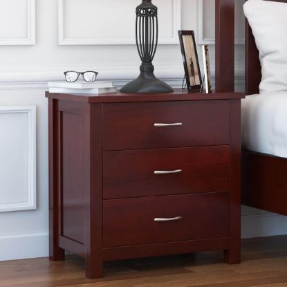 Picture of Amenia Solid Mahogany Wood 3 Drawer Nightstand