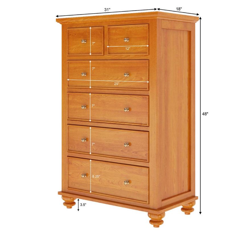 Wamsutter Solid Mahogany Wood 6 Drawer Tall Dresser