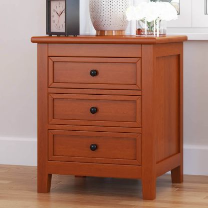 Picture of Kristoff Solid Mahogany Wood 3 Drawer Nightstand