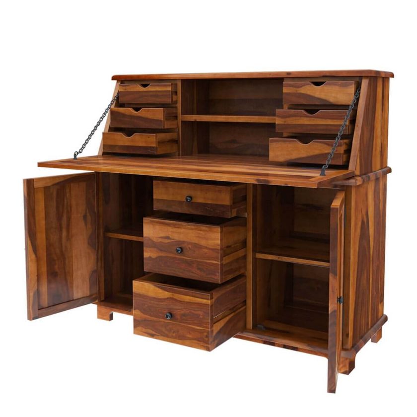 Weldona Solid Wood Modern Secretary Desk