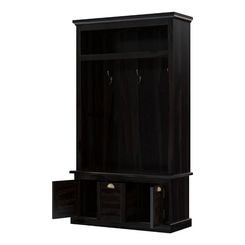 Naturita Rustic Solid Wood 1 Drawer Hall Tree with Storage Bench.