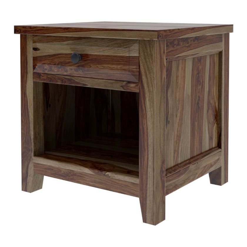 Irvin Contemporary Rustic Solid Wood 1 Drawer Nightstand.