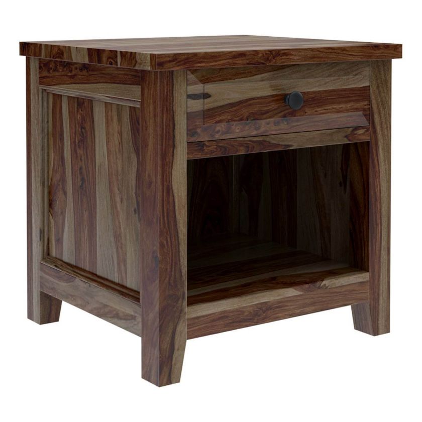 Irvin Contemporary Rustic Solid Wood 1 Drawer Nightstand.