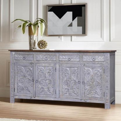 Tipton Solid Wood 4 Drawer Large Sideboard Cabinet.