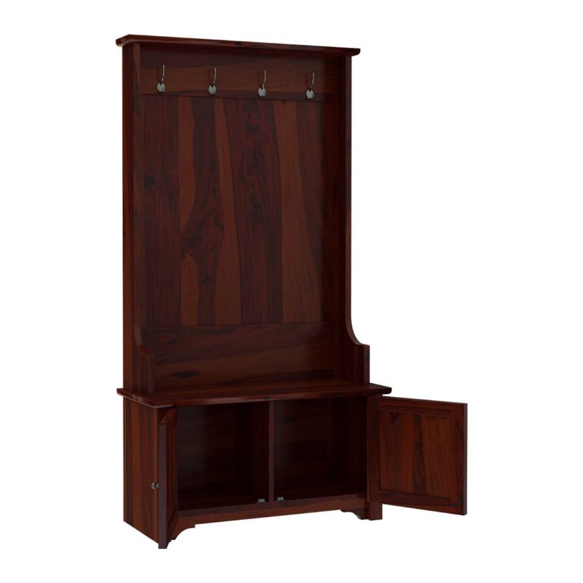 Ravenna Rustic Solid Wood Entryway Hall Tree with Storage.