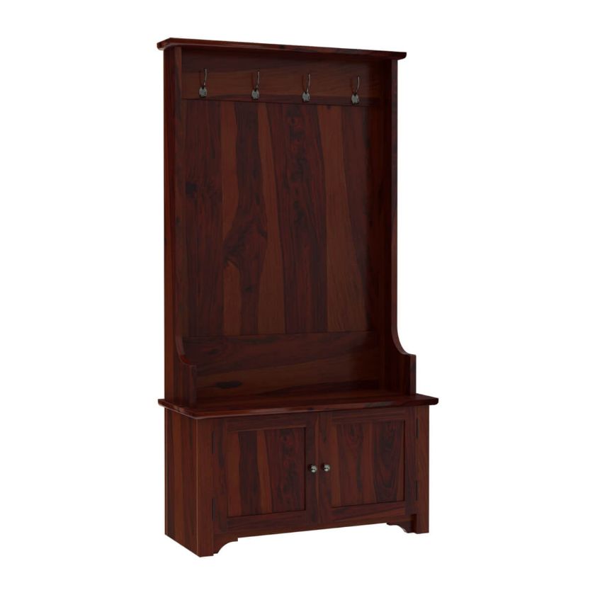 Ravenna Rustic Solid Wood Entryway Hall Tree with Storage.