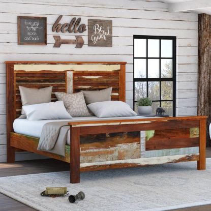 Picture of Eunola Traditional Reclaimed Wood Platform Bed