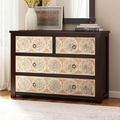 Picture of English Garden Hand Carved Mango Wood 4 Drawer Dresser