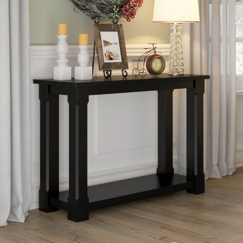 Picture of Brimson Contemporary Solid Wood Tall Black Console Table