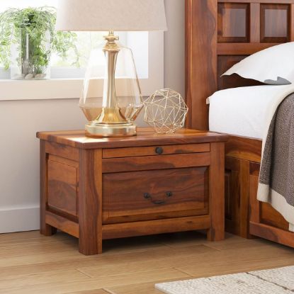 Picture of Simply Tudor Rustic Solid Wood Bedroom Nightstand With Drawer