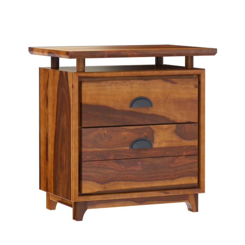 Hondah Rustic Solid Wood 2 Drawer File Cabinet