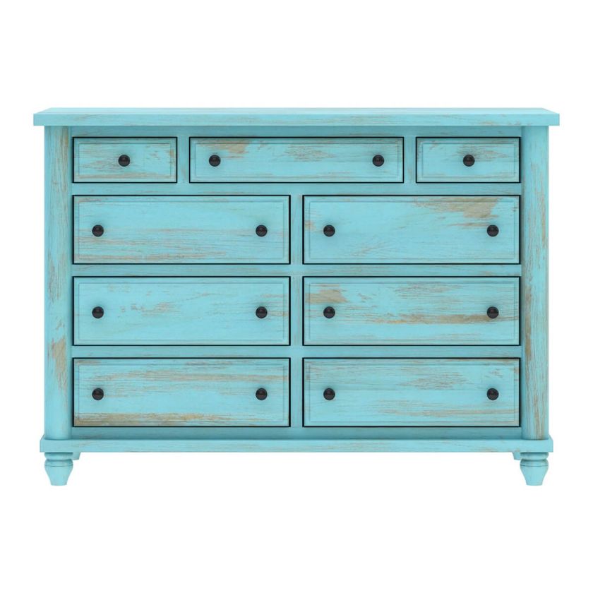 Victorian Mango Wood Vintage Turquoise Bedroom Dresser With 9 Drawers   0401037 Victorian Solid Wood Turquoise Bedroom Farmhouse Dresser With 9 Drawers 840 