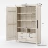 Picture of Calistoga Handcarved Weathered Solid Wood Large White Wardrobe Armoire