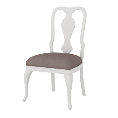 Picture of Anderra Solid Mahogany Wood White Dining Chair with Upholstered Seat