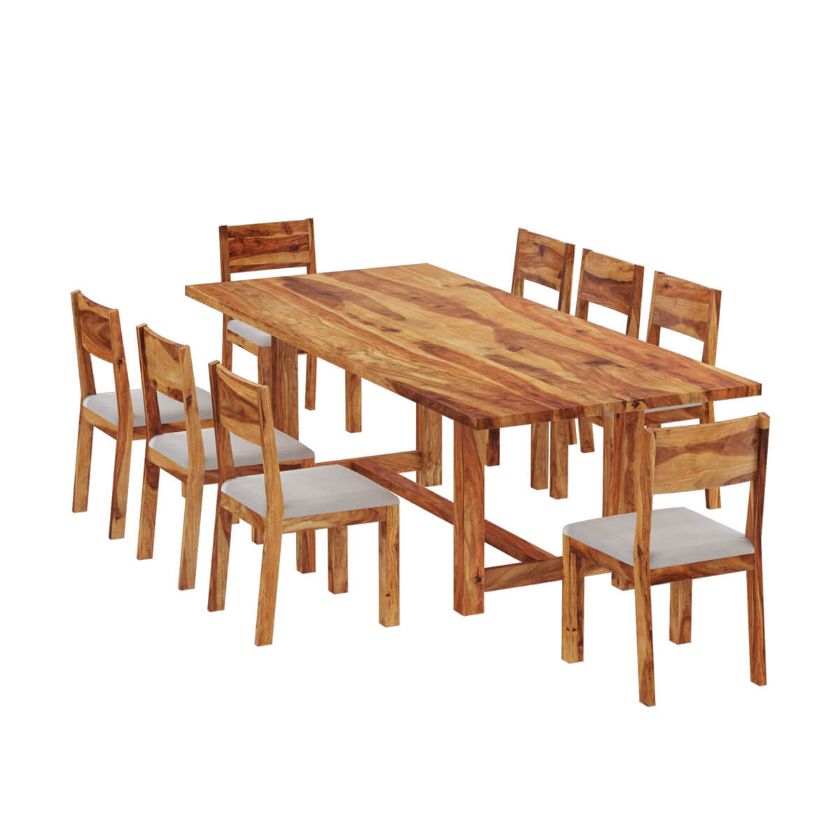 Delaware Rustic Solid Wood 10 Piece Dining Room Set.