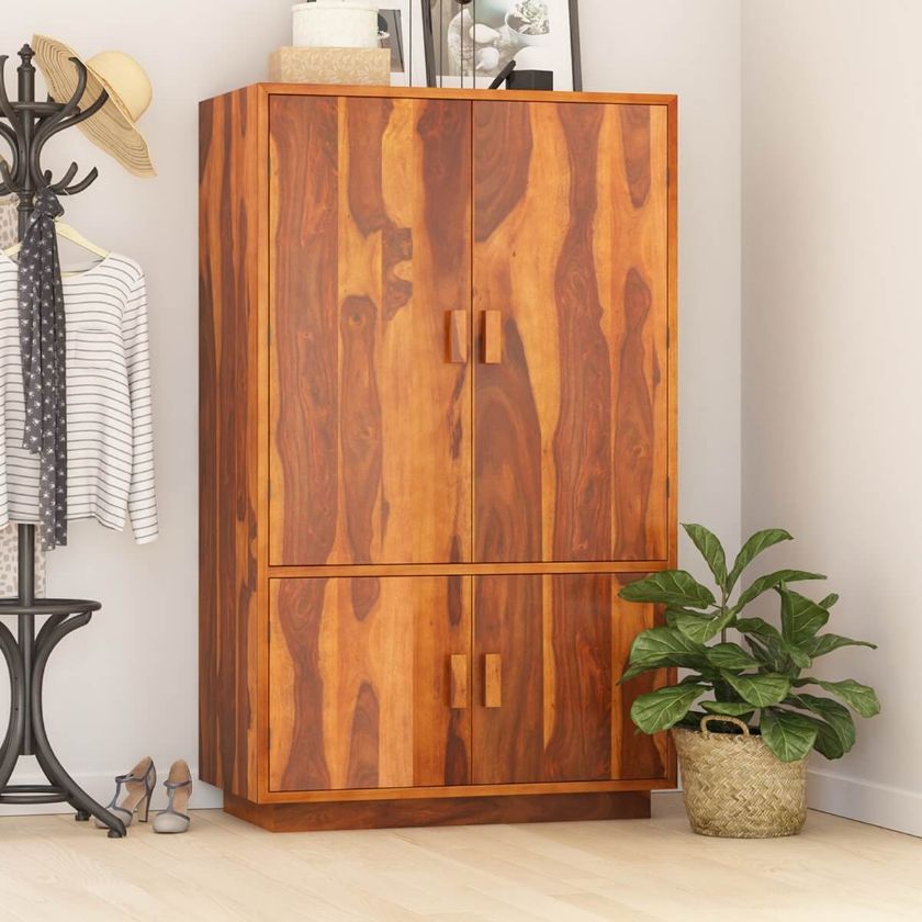 Picture of Brocton Modern Rustic Solid Wood Large Armoire Wardrobe with Shelves