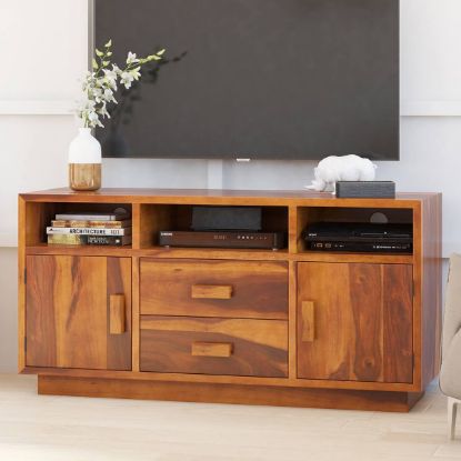 Picture of Brocton Modern Solid Wood Media Console with Storage Cabinets