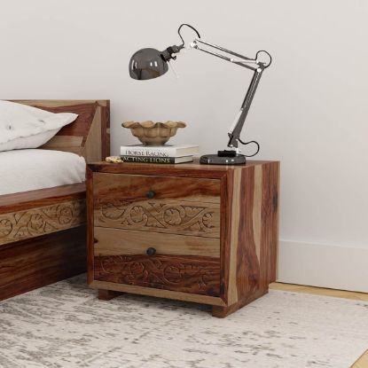 Picture of Dallas Ranch Modern Rustic Solid Wood Nightstand With 2 Drawers