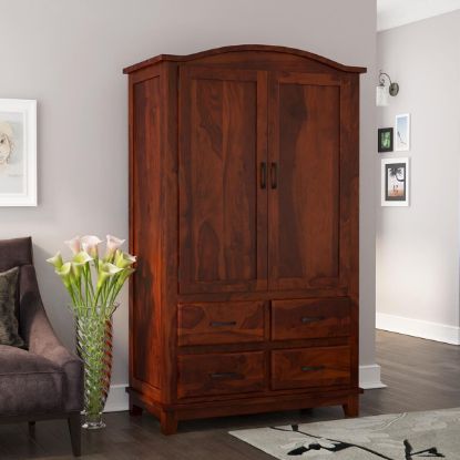 Santa Barbara Solid Wood Large Bedroom Armoire Wardrobe With Drawers