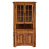 Denison Rustic Solid Wood Glass Door Corner Hutch