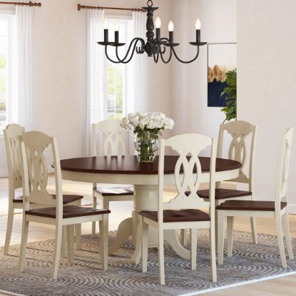 Picture of Carrollton Two Tone Mahogany Wood Round Dining Table Set