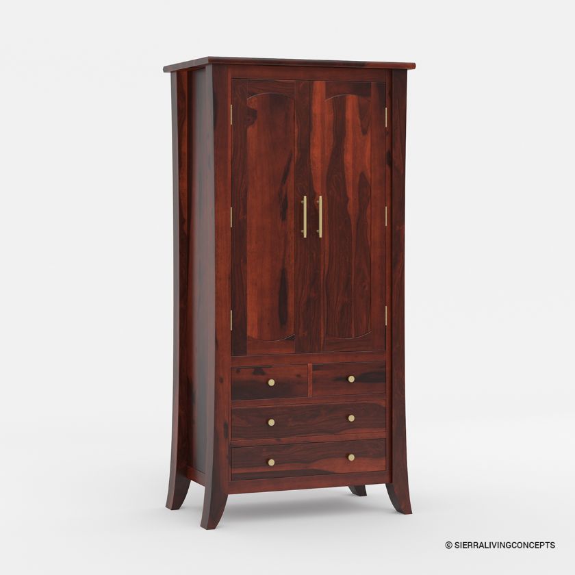 Georgia Rustic Solid Wood Wardrobe Armoire Closet with 4 Drawers.