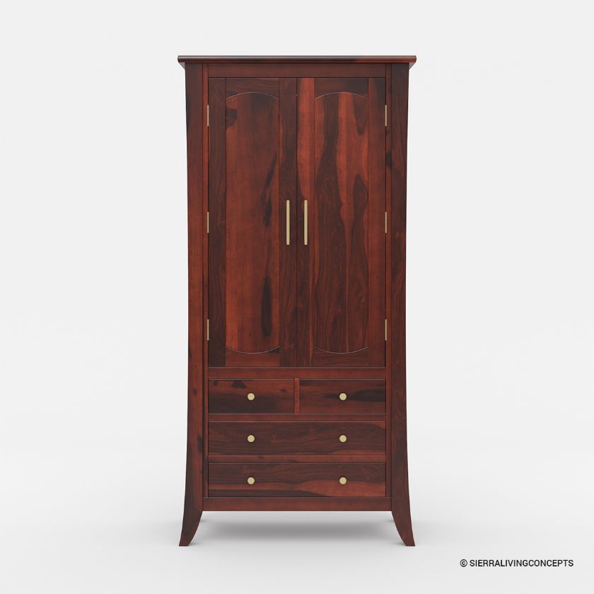 Georgia Rustic Solid Wood Wardrobe Armoire Closet With 4 Drawers