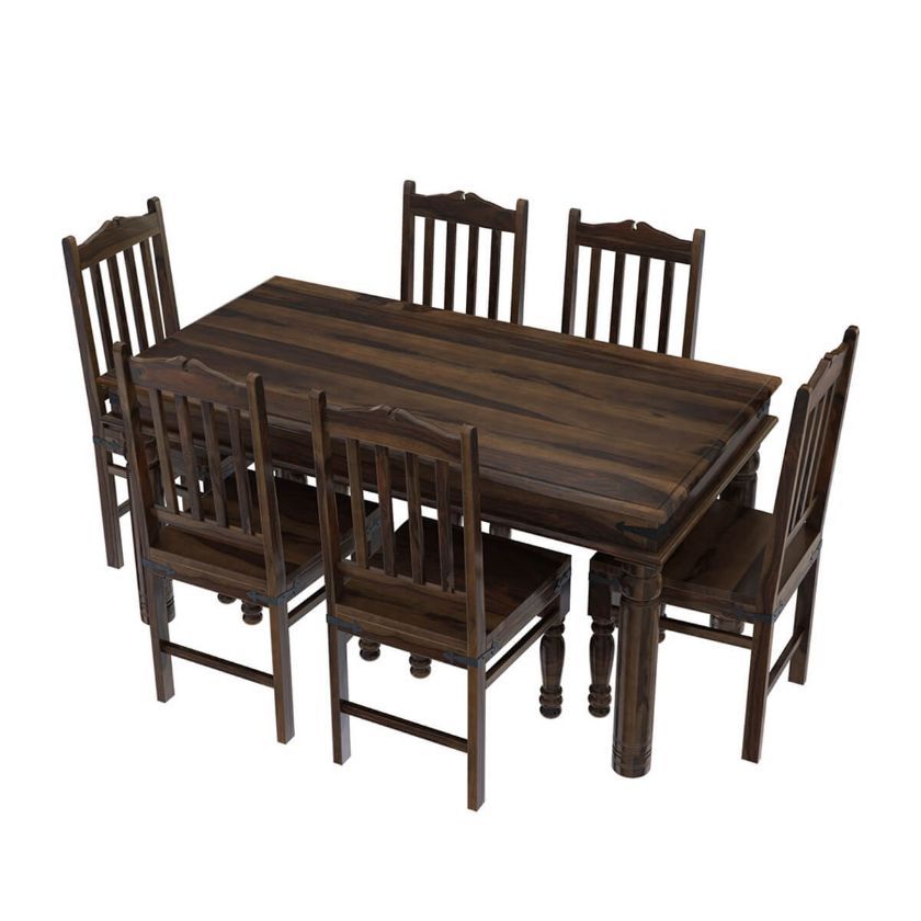 Oklahoma Farmhouse Solid Rosewood Traditional 8 Piece Dining Room Set