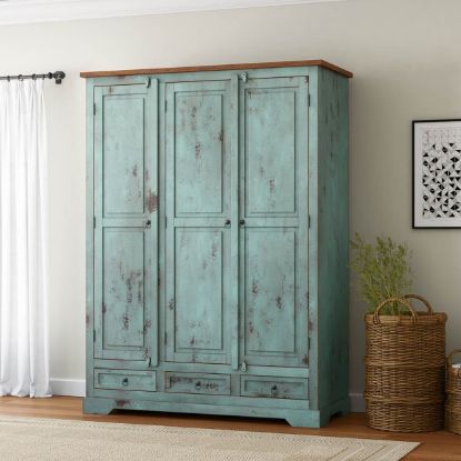 Georgia Rustic Solid Wood Wardrobe Armoire Closet with 4 Drawers.