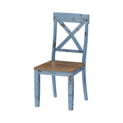 Picture of Nauvoo Blue Two Tone Mahogany Wood Dining Chair