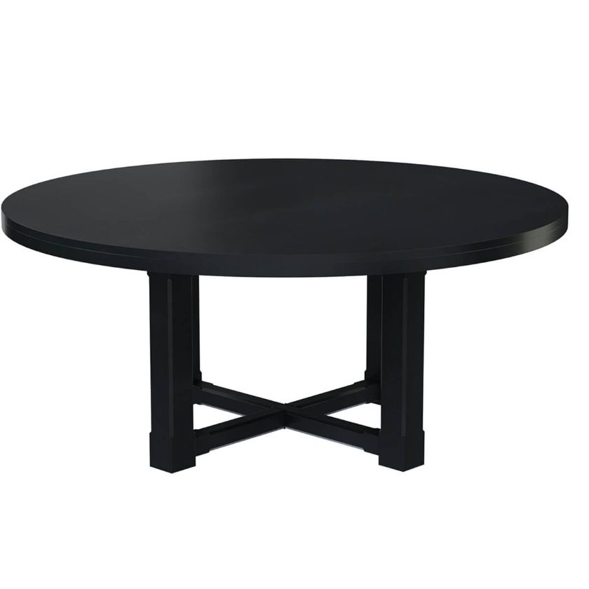 Evanston Rustic Solid Wood Black Round Dining Table For 6.