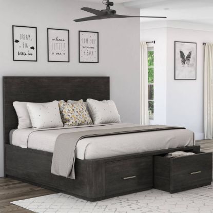 Picture of Estherville Modern Charcoal Grey Storage Platform Bed Frame