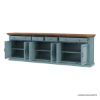 Conway Blue Two Tone Solid Wood 4 Drawer Extra Long Sideboard Buffet