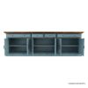 Conway Blue Two Tone Solid Wood 4 Drawer Extra Long Sideboard Buffet